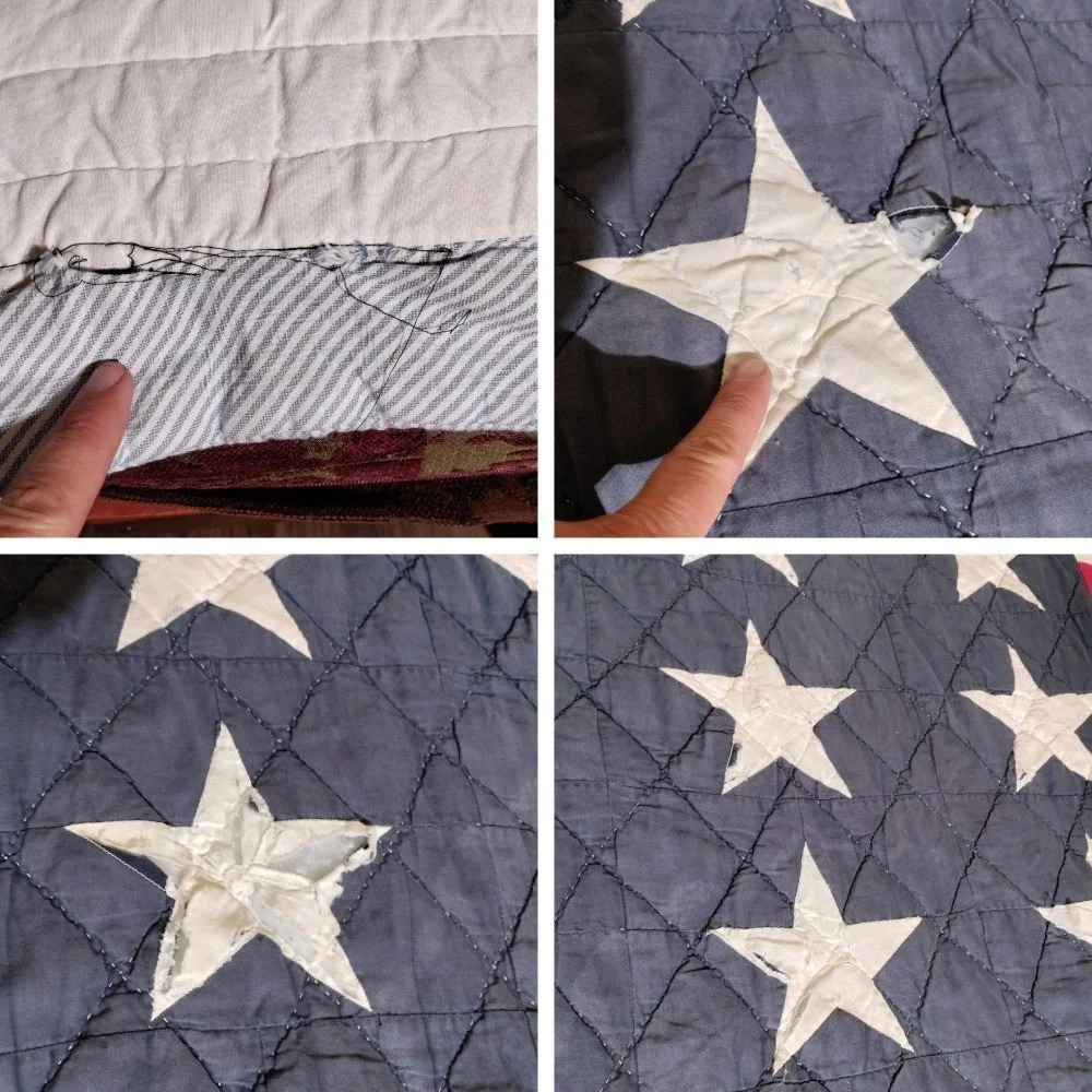 Tommy Hilfiger American Flag Quilt Stars Stripes Approximately 82Wx84L Imperfect